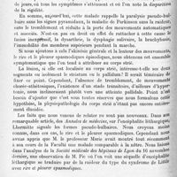 1292 - Page 1208 - Société de neurologie de Paris. Séance du 2 décembre 1920. Communications et présentations. IV. Éléments des types parkinsonnien et pseudo-bulbaire au cours de l'évolution d'une encéphalie léthargique. Rire et pleurer spasmodiques (Localisation pallidale ?), par MM. J. Lévy-Valensi et E. Schulmann / V. Zona double à la suite d'une encéphalite léthargique. Zona ou éruption zostériforme ? par M. A. Souques