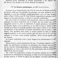 1298 - Page 1214 - Société de neurologie de Paris. Séance du 2 décembre 1920. Communications et présentations. VII. Sur quelques cas de hoquet paraissant épidémique, par MM. Logre et Heuyer / VIII. Le hoquet épidémique, par MM. Sicard et Paraf