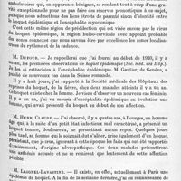 1299 - Page 1215 - Société de neurologie de Paris. Séance du 2 décembre 1920. Communications et présentations. VIII. Le hoquet épidémique, par MM. Sicard et Paraf / IX. Traitement de la crise gastrique tabétique grave par la gastro-entérostomie, par MM. Sicard et Paraf