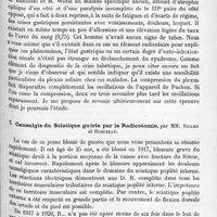 1301 - Page 1217 - Société de neurologie de Paris. Séance du 2 décembre 1920. Communications et présentations. IX. Traitement de la crise gastrique tabétique grave par la gastro-entérostomie, par MM. Sicard et Paraf / X. Causalgie du sciatique guérie par la radicotomie, par MM. Sicard et Robineau