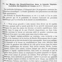 1311 - Page 1227 - Société de neurologie de Paris. Séance du 2 décembre 1920. Communications et présentations. XIV. Note sur les variations de l'azotémie dans un cas d'état de mal épileptique, par MM. H. Bouttier et W. Mestrezat (Travail du service de M. le Professeur Pierre Marie, à la Salpêtrière) / XV. La mesure des sensibilisatrices dans le liquide céphalo-rachidien des syphilis nerveuses, par M. J. Haguenau
