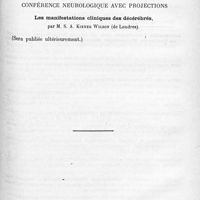 1313 - Page 1229 - Société de neurologie de Paris. Séance du 2 décembre 1920. Communications et présentations. XV. La mesure des sensibilisatrices dans le liquide céphalo-rachidien des syphilis nerveuses, par M. J. Haguenau / Conférence neurologique avec projections. Les manifestations cliniques des décérébrés, par M. S. A. Kiener Wilson...