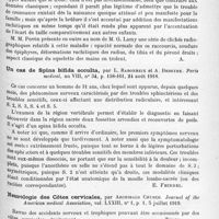1323 - Page 1239 - Analyses. Neurologie. Études spéciales. Dystrophies. Un cas d'achondroplasie, par M. Perrin. C. R. de la Société de médecine de Nancy... Revue médicale de l'Est... / Un cas de spina bifida occulta, par L. Babonneix et A. Debeyre. Paris médical... / Neurologie des côtes cervicales, par Archibald Church. Journal of the American medical Association... / Macrodactylie congénitale localisée à l'annulaire et à l'auriculaire de la main gauche, par d'Oelsnitz et Joltrain. Bulletin de la Réunion médico-chirurgicale de la 7e Région...