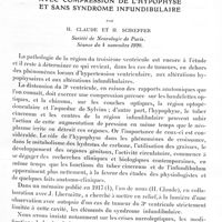 0031 - Page 25 - Mémoires originaux. Neurologie. II. Tumeur du troisième ventricule avec compression de l'hypophyse et sans syndrome infundibulaire, par H. Claude et H. Schoeffer. Société de neurologie de Paris. Séance du 4 novembre 1920
