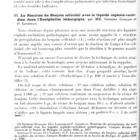 0090 - Page 80 - Société de neurologie de Paris. Séance du 6 janvier 1921. Communications et présentations. II. Mouvements cloniques rythmés de l'hémiface droite, persistant pendant le sommeil et probablement consécutifs à une névraxite épidémique, par M. Jules Renault, Mme Athanassio-Bénisty et M. E. Hibert / III. La réaction du benjoin colloïdal avec le liquide céphalo-rachidien dans l'encéphalite léthargique, par MM. Georges Guillain et P. Lechelle