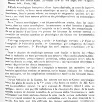 0129 - Page 119 - Analyses. Neurologie. Études générales. Bibliographie. Le cerveau humain (Das Menschliche Gehirn), par R. A. Pfeifer..., W. Engelmann, édit., Leipzig, 1920 / Travaux neurologiques de guerre, par Georges Guillain et J.-A. Barré, préface du Prof. Pierre Marie..., Masson, édit., Paris, 1920
