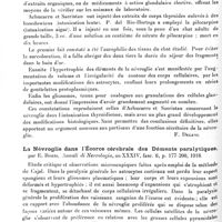 0136 - Page 126 - Analyses. Neurologie. Études générales. Histologie. Structure intime de la névroglie humaine, par Enrico Rossi, La Riforma medica... / Altérations de la névroglie dans l'intoxication par la pilocarpine, par P. Del Rio-Hortega..., Laboratorio... / La névroglie dans l'écorce cérébrale des déments paralytiques, par E. Rossi, Annali di Nevrologia... / La névroglie bulbaire dans la paralysie générale, par E. Rossi, Trabajos del Laboratorio de Investigaciones biologicas de la Universidad de Madrid...