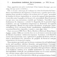0310 - Page 296 - Société de neurologie de Paris. Séance du 3 mars 1921. Communications et présentations. IV. Syndrome strio-cérébello-pyramidal, par MM. Sicard et Paraf / V. Anesthésie indolore du trijumeau, par MM. Sicard et Paraf / VI. Syndrome strio-pallidal à étapes successives et à rechute dans l'encéphalite épidémique, par M. Henri Claude