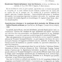 0412 - Page 394 - Analyses. Neurologie. Études spéciales. Cerveau. Un cas de cysticercose cérébrale, par C. J. Uréchia et A. Popéa. Travaux de la Clinique psychiatr. de Bucarest, 1919 / Un cas d'encéphalite hémorrhagique avec un diplocoque en capsule, par A. Obregia, C. J. Uréchia et Carniol Spitalul... / Syndrome céphaloplégique chez les enfants, Archives de médecine des enfants... / Contribution clinique à la nosologie de la maladie de Wilson et de ladite pseudo-sclérose, par Léo Taussig..., Casopis lékaru ceskych... / Moelle. Fragilité cérébro-spinale chez l'enfant, par André Collin et Verdé. Archives de médecine des enfants...