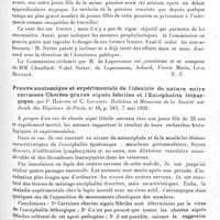 0435 - Page 417 - Analyses. Neurologie. Études spéciales. Encéphalite épidémique. Commission de l'encéphalite léthargique, par Léon Bernard. Bulletin de l'Académie de médecine... / Preuve anatomique et expérimentale de l'identité de nature entre certaines chorées graves aiguës fébriles et l'encéphalite léthargique, par P. Harvier et C. Levaditi. Bulletins et mémoires de la Société médicale des hôpitaux de Paris... / Encéphalite léthargique. - Bibliographie analytique