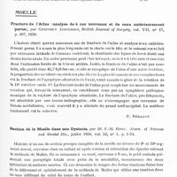 0501 - Page 483 - Analyses. Neurologie. Études spéciales. Organes des sens. Les contractures pithiatiques de la convergence et de l'accommodation, par Ch. Lafon. Annales d'oculistique... / Moelle. Fracture de l'atlas (analyse de 4 cas nouveaux et de ceux antérieurement parus), par Geoffrey Jefferson, British Journal of Surgery... / Section de la moelle dans une dystocie, par Dr. F.-H. Hooy. Journ. of Nervous and Mental Dis...