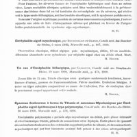 0516 - Page 498 - Analyses. Neurologie. Études spéciales. Encéphalite épidémique. Encéphalite aiguë épidémique : forme léthargique, myoclonique, choréoataxique, délirante, névralgique, par Henri Roger. Marseille méd... / Encéphalite aiguë myoclonique, par Bourdillon et Olmer, Comité méd. des Bouches-du-Rhône..., Marseille méd... / Un cas d'encéphalite léthargique, par Cassoute, Comité méd. des Bouches-du-Rhône..., Marseille méd... / Spasmes douloureux à forme de tétanie et secousses myocloniques par encéphalite aiguë épidémique à type polymorphe, Comité méd. des Bouches-du-Rhône... Marseille méd... / Encéphalite algo-myoclonique, par H. Roger, Comité méd. des Bouches-du-Rhône..., Marseille méd...