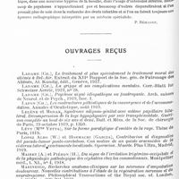 0544 - Page 526 - Analyses. Psychiatrie. Études générales. Psychoses toxi-infectieuses. Rôle des infections dentaires dans les psychoses, par Henry A. Cotton. Journ. of Nervous and Mental Disease... / Ouvrages reçus