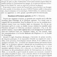 0593 - Page 575 - Réunion neurologique annuelle (3-4 juin 1921). Discussion. Étiologie. Les relations entre l'encéphalite léthargique et la maladie de Parkinson, par M. le Pr Netter... / Emotions et paralysie agitante, par M. A. Souques