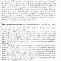 0691 - Page 673 - Réunion neurologique annuelle (3-4 juin 1921). Discussion. Formes cliniques. La forme akathisique du parkinsonisme postencéphalitique, par M. J.-A. Sicard / Etats parkinsoniens liés à l'encéphalite, par L. Beriel...