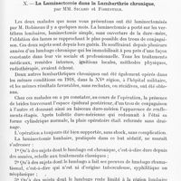 0769 - Page 747 - Société de neurologie de Paris. Séance du 2 juin 1921. Communications et présentations. IX. Syndrome cérébelleux gauche dissocié (déséquilibration), paralysie du nerf moteur oculaire commun correspondant, hémi anesthésie croisée au cours d'un syndrome d'hypertension intra crânienne, par MM. Forgue... et J. Jumentié. (Travail anatomique du laboratoire de la Fondation Dejerine) / X. La laminectomie dans la lumbarthrie chronique, par MM. Sicard et Forestier