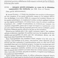 0783 - Page 761 - Société de neurologie de Paris. Séance du 2 juin 1921. Communications et présentations. XVII. Gros hématome enkysté de la dure-mère dans un cas de pachyméningite hémorrhagique, par M. Henri Francais / XVIII. Attaques pseudo-méningées au cours de la dilatation ventriculaire des vieillards, par MM. Foix et Thiers