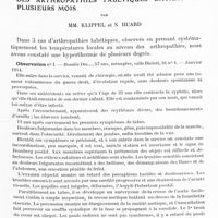 0843 - Page 815 - Mémoires originaux. Neurologie. V. Élévation de la température locale dans des arthropathies tabétiques datant de plusieurs mois, par MM. Klippel et S. Huard