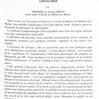 0847 - Page 819 - Mémoires originaux. Neurologie. VI. Une épidémie de névraxite épidémique localisée, par Charuel et Xavier Abely (Asile public d'aliénés de Châlons-sur-Marne)