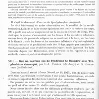 0876 - Page 848 - Société de neurologie de Paris. Séance du 7 juillet 1921. Communications et présentations. XII. Un cas de lipodystrophie progressive, par Ch. Mirallié et G. Fortineau / XIII. Sur un nouveau cas de syndrome de Basedow avec trophoedème chronique, par C.-J. Parhon... et M. Goldstein...