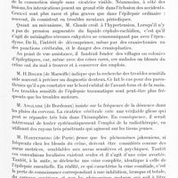 0893 - Page 865 - Congrès des aliénistes et neurologistes de France et des pays de langue française. XXVe session. - Luxembourg-Metz. - 1er-6 août 1921. Résumé du rapport sur l'épilepsie traumatique, par M. P. Béhague... / Discussion sur l'épilepsie traumatique