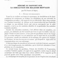 0900 - Page 872 - Congrès des aliénistes et neurologistes de France et des pays de langue française. XXVe session. - Luxembourg-Metz. - 1er-6 août 1921. Discussion sur la conscience de l'état morbide chez les psychopathes / Résumé du rapport sur la simulation des maladies mentales, par M. Porot...