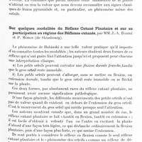 0911 - Page 883 - Congrès des aliénistes et neurologistes de France et des pays de langue française. XXVe session. - Luxembourg-Metz. - 1er-6 août 1921. Communications diverses. I. Neurologie. Manoeuvre de la jambe et phénomène des orteils, par MM. J.-A. Barré... et Georges A. Shepherd... / Sur quelques modalités du réflexe cutané plantaire et sur sa participation au régime des réflexes cutanés, par MM. J.-A. Barré et P. Morin...
