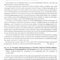 0928 - Page 902 - Analyses. Neurologie. Études générales. Sémiologie. Les effets du Föhn (vent du sud) et la pathologie, par Konrad Helly, Corr. Bl. Schw. Arzte... / De la difficulté de trouver le mot et de sa signification pour la pensée de l'aphasique, par F. Lotmar... Archives suisses de neurologie et de psychiatrie... / Un cas de troubles physiopathiques ou troubles nerveux d'ordre réflexe. Hypothèse sur la pathogénie de ces troubles, par H. Brounschweiler... Archives suisses de neurologie et de psychiatrie...