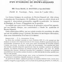 1002 - Page 976 - Mémoires originaux. Neurologie. V. Remarques à propos de la guérison d'un syndrome de Brown-Séquard, par MM. Pierre Marie, H. Bouttier et René Mathieu (Société de neurologie, Paris, séance du 7 juillet 1921)