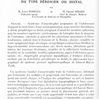 1032 - Page 1004 - Mémoires originaux. Neurologie. IX. Myopathie familiale du type péronier ou distal, par M. Louis Rimbaud... et M. Gaston Giraud...