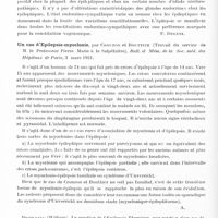 1068 - Page 1038 - Analyses. Neurologie. Études spéciales. Névroses. Contribution à l'étude du système endocrino-sympathique dans l'épilepsie et dans l'idiotie, par Aldo Graziani, Riv. ital. di Neuropatol., Psychiatr. ed Elett... / Un cas de l'épilepsie-myoclonie, par Crouzon et Bouttier (Travail du service de M. le Professeur Pierre Marie à la Salpêtrière). Bull. et mém. de la Soc. méd. des hôpitaux de Paris...
