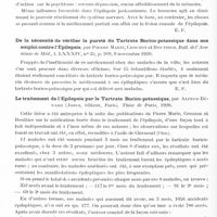 1072 - Page 1042 - Analyses. Neurologie. Études spéciales. Névroses. Le tartrate borico-potassique et la médication borée dans le traitement de l'épilepsie, par Pierre Marie, Crouzon et Bouttier, Presse méd... / De la nécessité de vérifier la pureté du tartrate borico-potassique dans son emploi contre l'épilepsie, par Pierre Marie, Crouzon et Bouttier. Bull. de l'Académie de méd... / Le traitement de l'épilepsie par le tartrate borico-potassique, par Alfred Bénard... Thèse de Paris, 1920