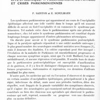 1098 - Page 1066 - Mémoires originaux. Neurologie. IV. Le parkinsonisme variable dans l'encéphalite épidémique. - Parkinsonisme de fatigue et crises parkinsoniennes, par P. Sainton et E. Schulmann