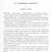 1127 - Page 1093 - Mémoires originaux. Psychiatrie. La confusion mentale, par Georges Lerat