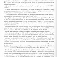 1204 - Page 1170 - Analyses. Neurologie. Études générales. Bibliographie. Syphilis héréditaire de l'enfance, par Edmond Fournier..., Maloine, édit. Paris, 1921 / Syphilis nerveuse, par L. Babonneix... Paris, 1921, Maloine, édit.