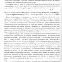 1214 - Page 1180 - Analyses. Neurologie. Études spéciales. Sympathique. Sympathectomie péricarotidienne, par Ch. Abadie, Presse méd... / Traitement de certaines ulcérations spontanées des moignons par la sympathectomie périartérielle, par René Leriche, Presse méd...