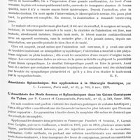 1215 - Page 1181 - Analyses. Neurologie. Études spéciales. Sympathique. Traitement de certaines ulcérations spontanées des moignons par la sympathectomie périartérielle, par René Leriche, Presse méd... / L'anesthésie des nerfs dorsaux et splanchniques dans les crises gastriques du tabes, par P. Carnot et Cambessédès, Paris méd...