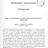 1227 - Page 1193 - Mémoires originaux. Neurologie. I. Sur la période latente des mouvements associés, par Miguel Ozorio de Almeida...