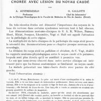 0073 - Page 41 - Mémoires originaux. Neurologie. V. Sur un cas d'hémiparésie et d'hémichorée avec lésion du noyau caudé, par A. Austregesilo..., O. Gallotti...