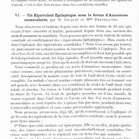 0130 - Page 98 - Société de neurologie de Paris. Séance du 10 janvier 1924. Communications et présentations. V. Constante de réplétion vésicale et automatisme spontané de la vessie dans un cas de forte compression de la moelle, par MM. Souques et Blamoutier / VI. Un équivalent épileptique sous la forme d'amaurose monoculaire, par M. Souques et Mlle Dreyfus-Sée