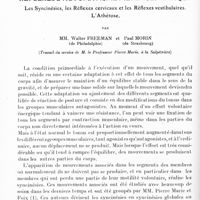 0190 - Page 158 - Mémoires originaux. Neurologie. II. Réflexes d'automatisme mésencéphalique. Les syncinésies, les réflexes cervicaux et les réflexes vestibulaires. L'athétose, par MM. Walter Freeman... et Paul Morin... (Travail du service de M. le Professeur Pierre Marie, à la Salpêtrière)