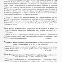 0313 - Page 281 - Analyses. Neurologie. Études spéciales. Nerfs crâniens. Le syndrome zostérien du ganglion géniculé. Zona otitique, paralysie faciale et troubles auditifs, par H. Roger et J. Reboul-Lachaud. Paris méd... / Sur le spasme de l'orbiculaire palpébral et des muscles de la nuque, par J.-M. Villaverde, Annales de la Academia med.-quir. Espanola... / A propos du blépharospasme tonique unilatéral, par Antonio Mendicini, Il Policlinico (Sezione medica)... / Sur les hémispasmes faciaux d'origine nerveuse périphérique, par Mme Luisa Levi, Penserio med...