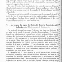 0412 - Page 380 - Société de neurologie de Paris. Séance du 6 mars 1924. Communications et présentations. IV. Maladie de Recklinghausen avec dermatolyzie (présentation de la malade), par MM. Laignel-Lavastine et J. Froelicher / V. A propos du signe de Babinski dans la paralysie spinale infantile, par MM. Souques et Ducroquet