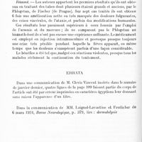 0500 - Page 468 - Société de neurologie de Paris. Séance du 3 avril 1924. Addendum à la séance du 7 février 1924. Sur le réflexe dartoïque scrotal et pénien (documents cliniques), par J.-A. Barré... / Le phlogetan dans le traitement du tabes, par A. Barré et L. Reys... / Errata