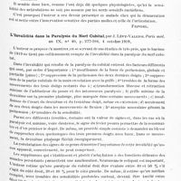 0531 - Page 499 - Analyses. Neurologie. Études spéciales. Nerfs périphériques. Résection large du nerf cubital pour lésion étendue, suite de plaie de guerre. Anesthésie totale de l'auriculaire avec conservation de la sensibilité des articulations, par Ch. Walther. Bull. et mém. de la Soc. de chirurgie de Paris... / L'invalidité dans la paralysie du nerf cubital, par J. Lévy-Valensi. Paris méd...