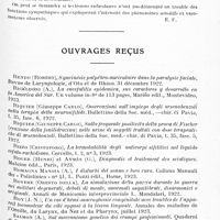 0543 - Page 511 - Analyses. Neurologie. Études spéciales. Nerfs périphériques. Sciatique radiculaire avec glycosurie réflexe, troubles sympathiques chez un tuberculeux. Autopsie. Kyste sur une racine lombaire. Réflexes radiculo-sympathiques, par L. Lortat-Jacob, Progrès méd... / Ouvrages reçus