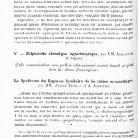 0616 - Page 580 - Société de neurologie de Paris. Séance du 1er mai 1924. Communications et présentations. IV. Névralgie du maxillaire supérieur à type essentiel en rapport avec une sinusite maxillaire latente, par M. L. Dufourmentel / V. Polynévrite chronique hypertrophique, par MM. Achard et J. Thiers / Le syndrome du segment lombaire de la chaîne sympathique, par MM. André-Thomas et J. Jumentié