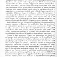0628 - Page 592 - Société de neurologie de Paris. Séance du 1er mai 1924. Addendum à la séance du 3 avril 1924. Nystagmus du voile du palais associé à un nystagmus oculaire synchrone et à des secousses myocloniques de la face, synchrones également. Syndrome de Foville avec hémiparésie, hémitremblement et hémiasynergie modérés. Lésions probables de la calotte protubérantielle, par MM. Ch. Foix et P. Hillemand / Sur le diagnostic des tumeurs médullaires avec rigidité hyperalgique du rachis et des membres inférieurs. Des caractères distinctifs de la rigidité rachidienne des tumeurs et de celle du mal de Pott, par Clovis Vincent et J.-A. Chavanay