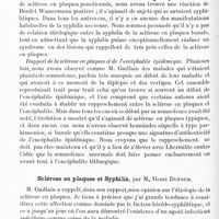 0820 - Page 784 - Ve Réunion neurologique internationale annuelle. 30-31 mai 1924. Communications. Etiologie. Sur l'étiologie de la sclérose en plaques, par J.-A. Barré... / Sclérose en plaques et syphilis, par M. Henri Dufour