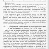 0128 - Page 80 - Société de neurologie de Paris. Séance du 1er juillet 1926. Discussions et communications. VII. Développement arriéré de l'organisme chez les idiots, par le Prof. P.-J. Kovalevsky... / VIII. Quelques mots sur les réflexes pathologiques automatisés et leur traitement, par Stanislas Justman...